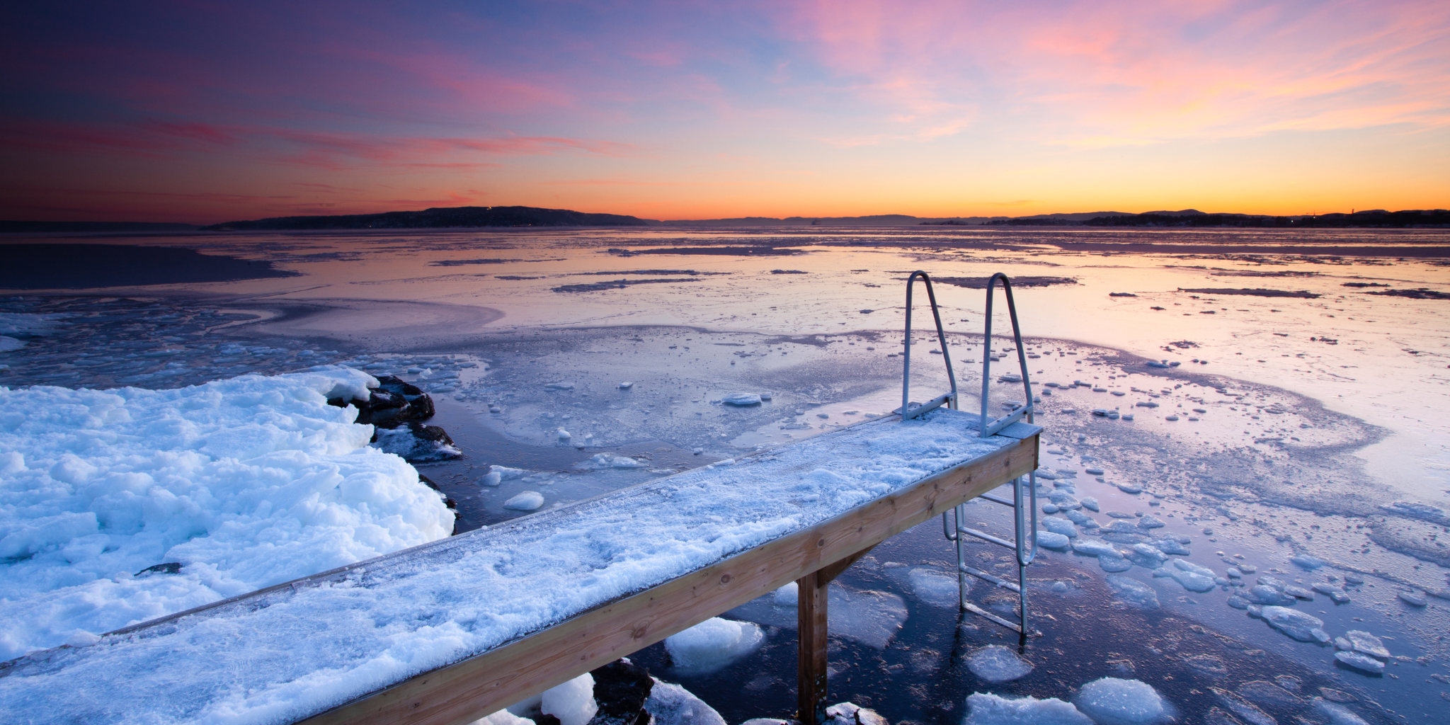Frozen lake for cold plunge