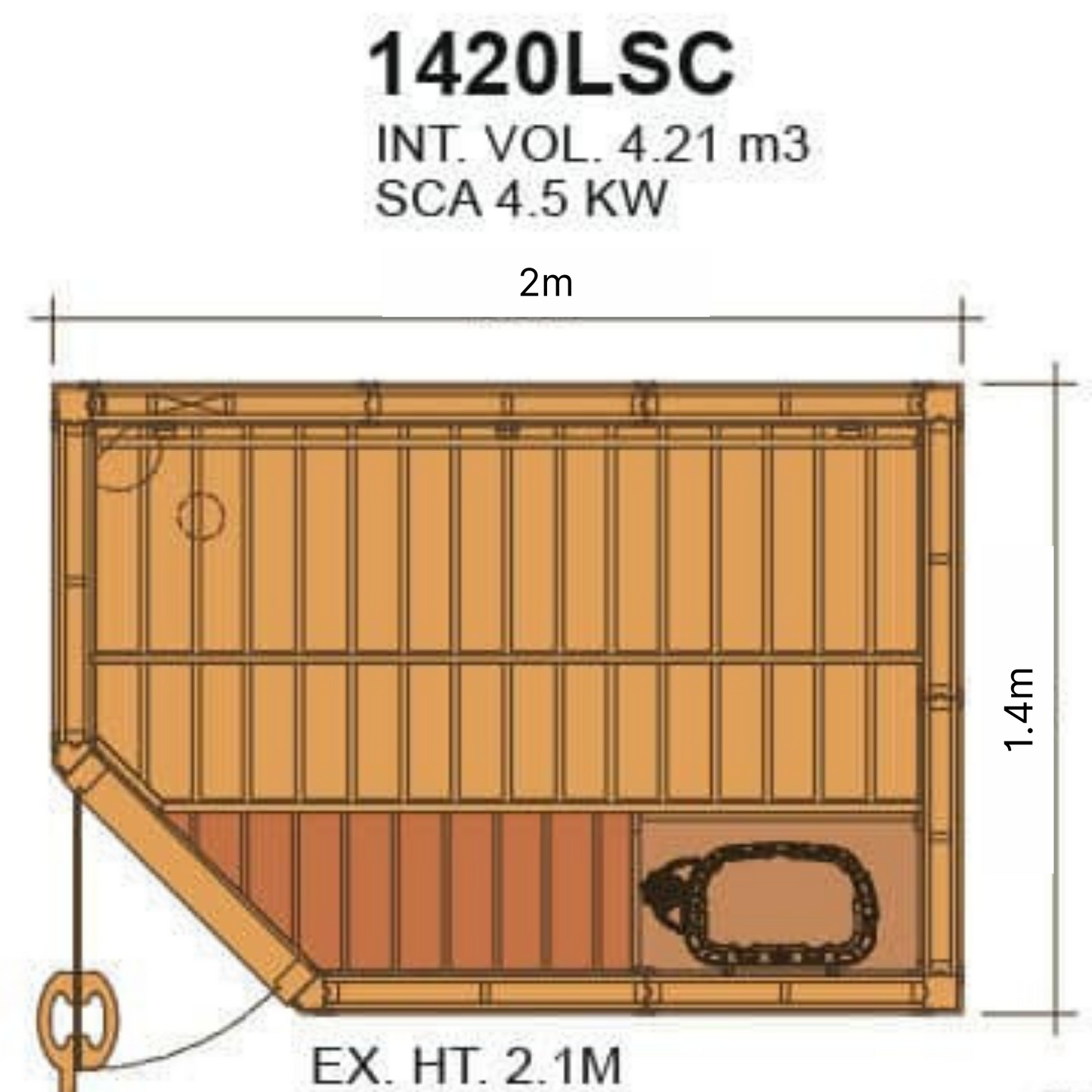 1420 Traditional Prefab Indoor Cedar Sauna Room