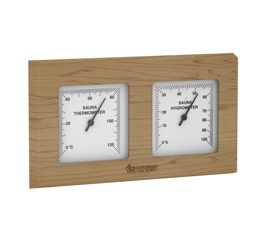 Traditional Cedar Sauna Thermometer & Hygrometer - Rectangular #3