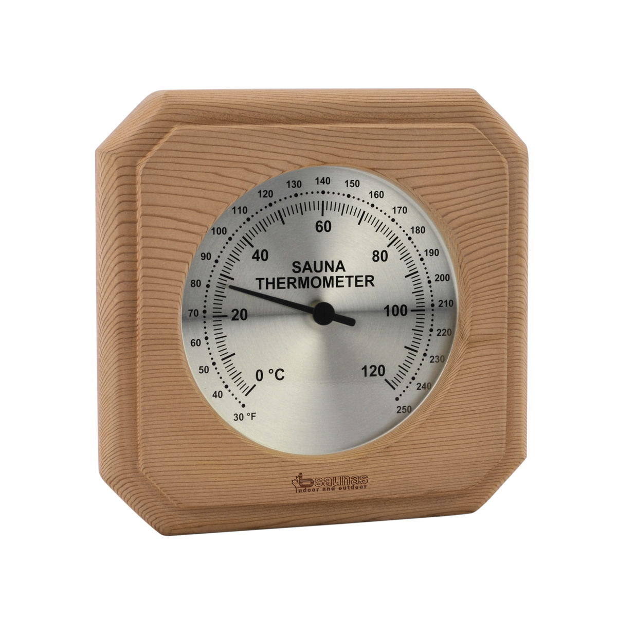 Traditional Cedar Sauna Thermometer Square ELU Saunas & Cold Tubs