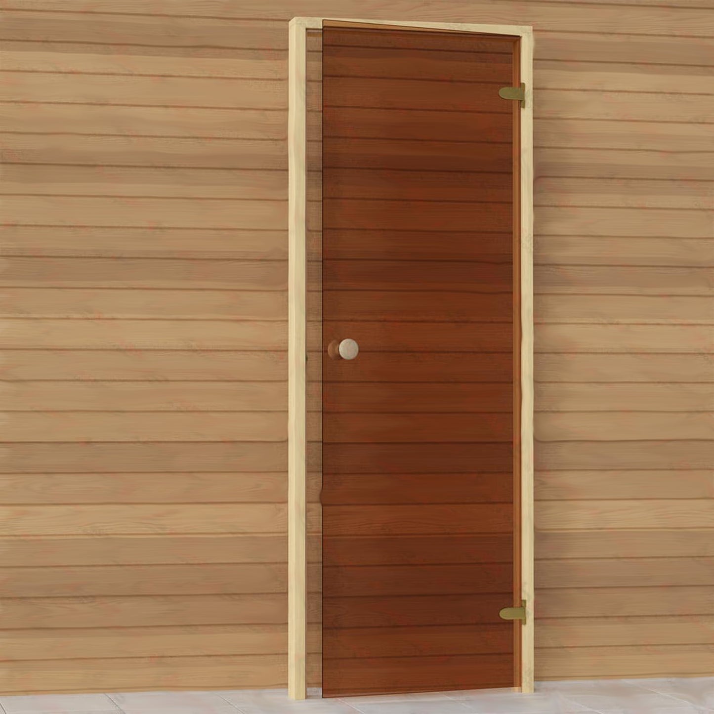 Sauna door with bronze glass right side.