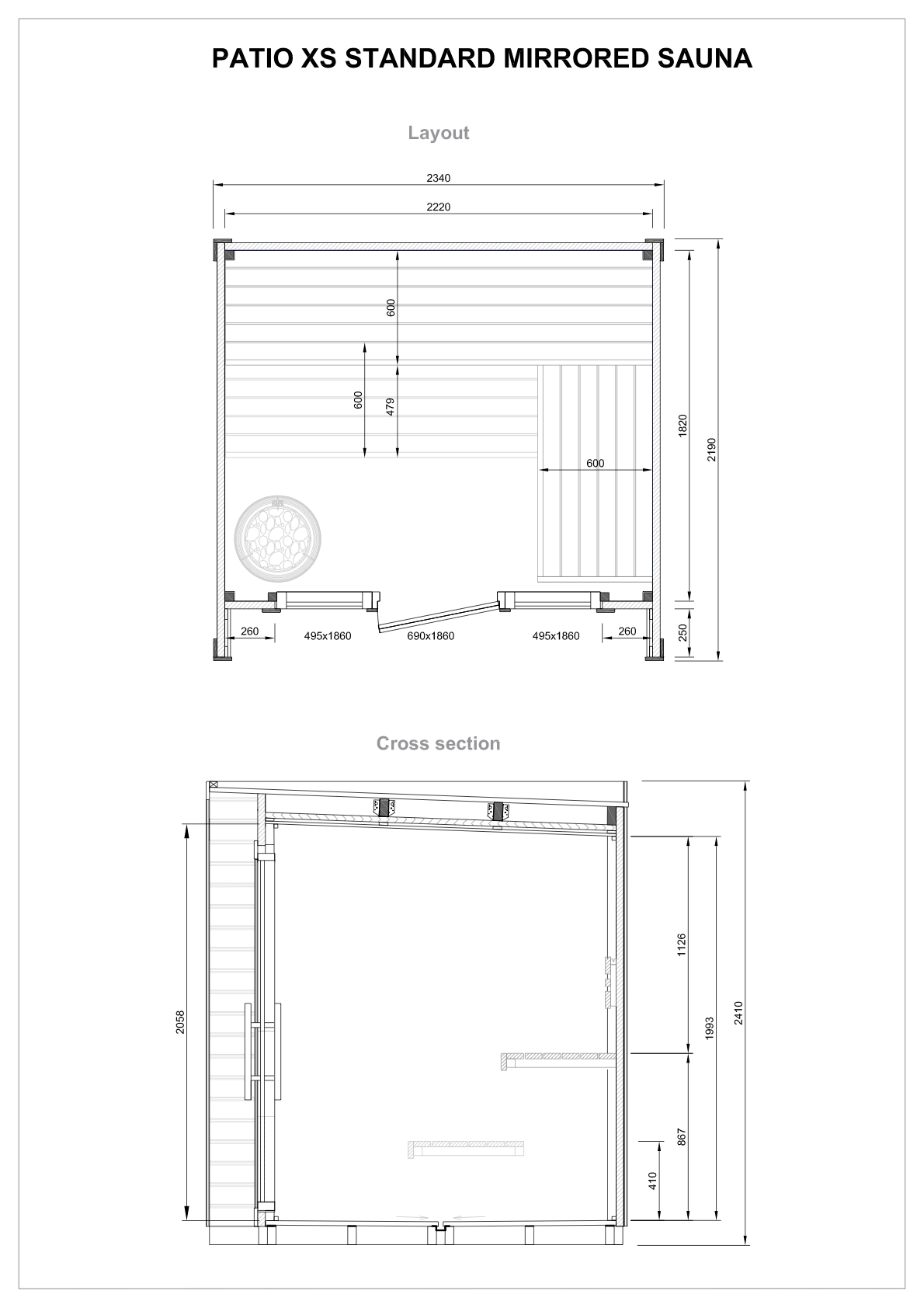 Patio XS Outdoor Prefabricated Sauna Cabin Kit