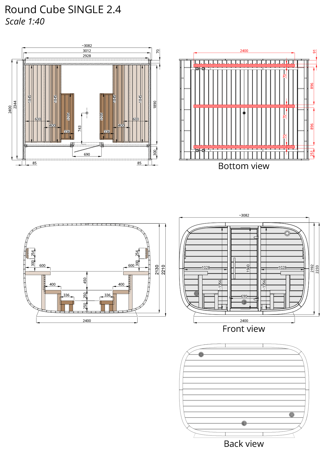 Round Cube SINGLE Outdoor Sauna