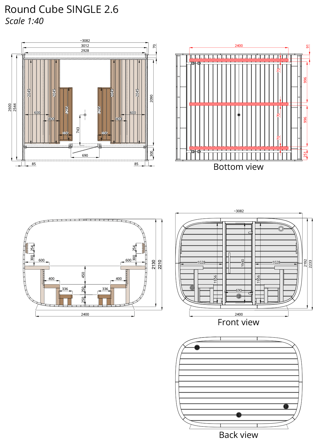 Round Cube SINGLE Outdoor Sauna