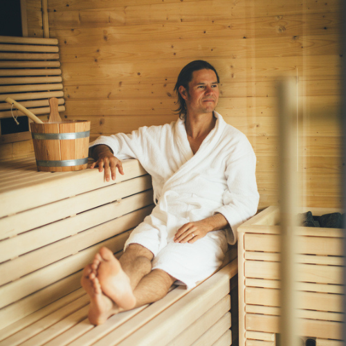 Dry home sauna. Heat wellness therapy at home.