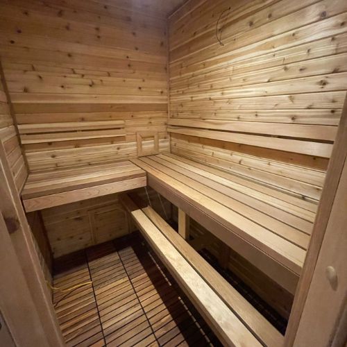 Elu saunas and cold tub sauna design for basement music room