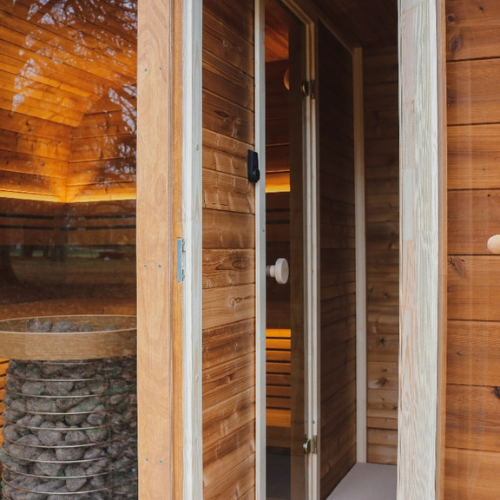 Outdoor traditional sauna room
