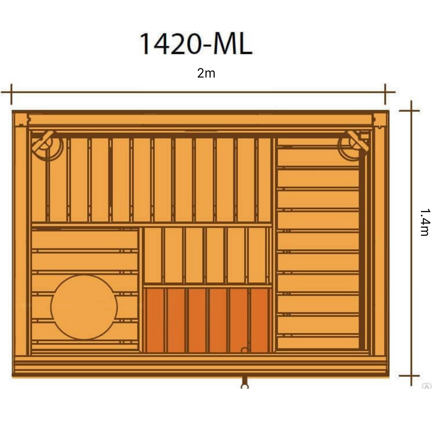 1420G Traditional Prefab Indoor Cedar Sauna Room - Front Glass
