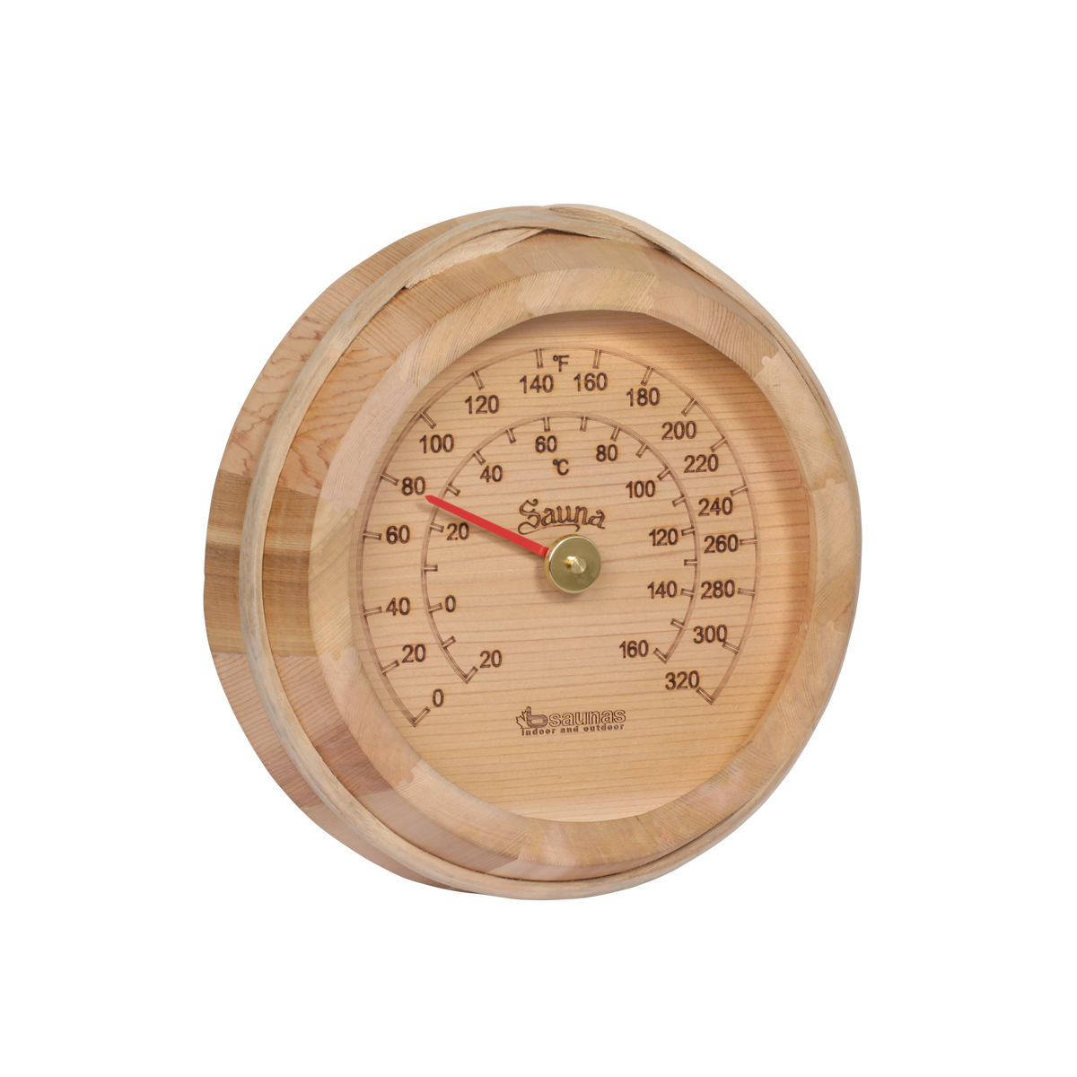 Traditional Cedar Sauna Thermometer Round ELU Saunas & Cold Tubs
