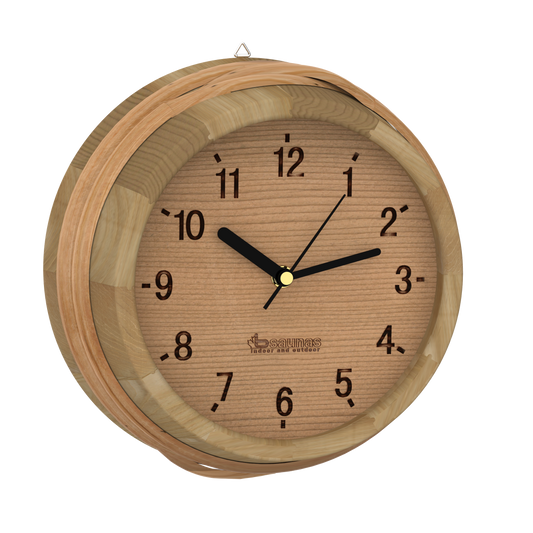 Traditional cedar sauna clock