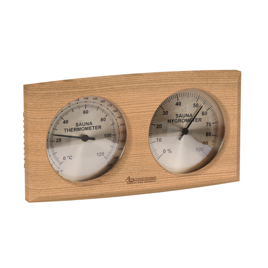 Traditional Cedar Sauna Thermometer & Hygrometer - Rectangular #2